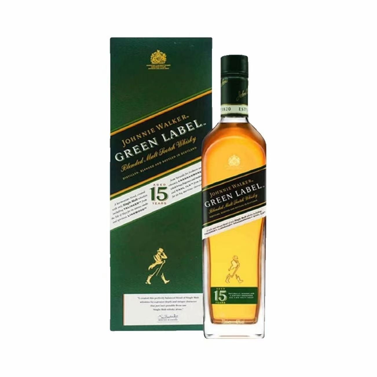 尊尼获加 斜标系列15年 绿牌 绿方苏格兰威士忌 43%vol 750ml