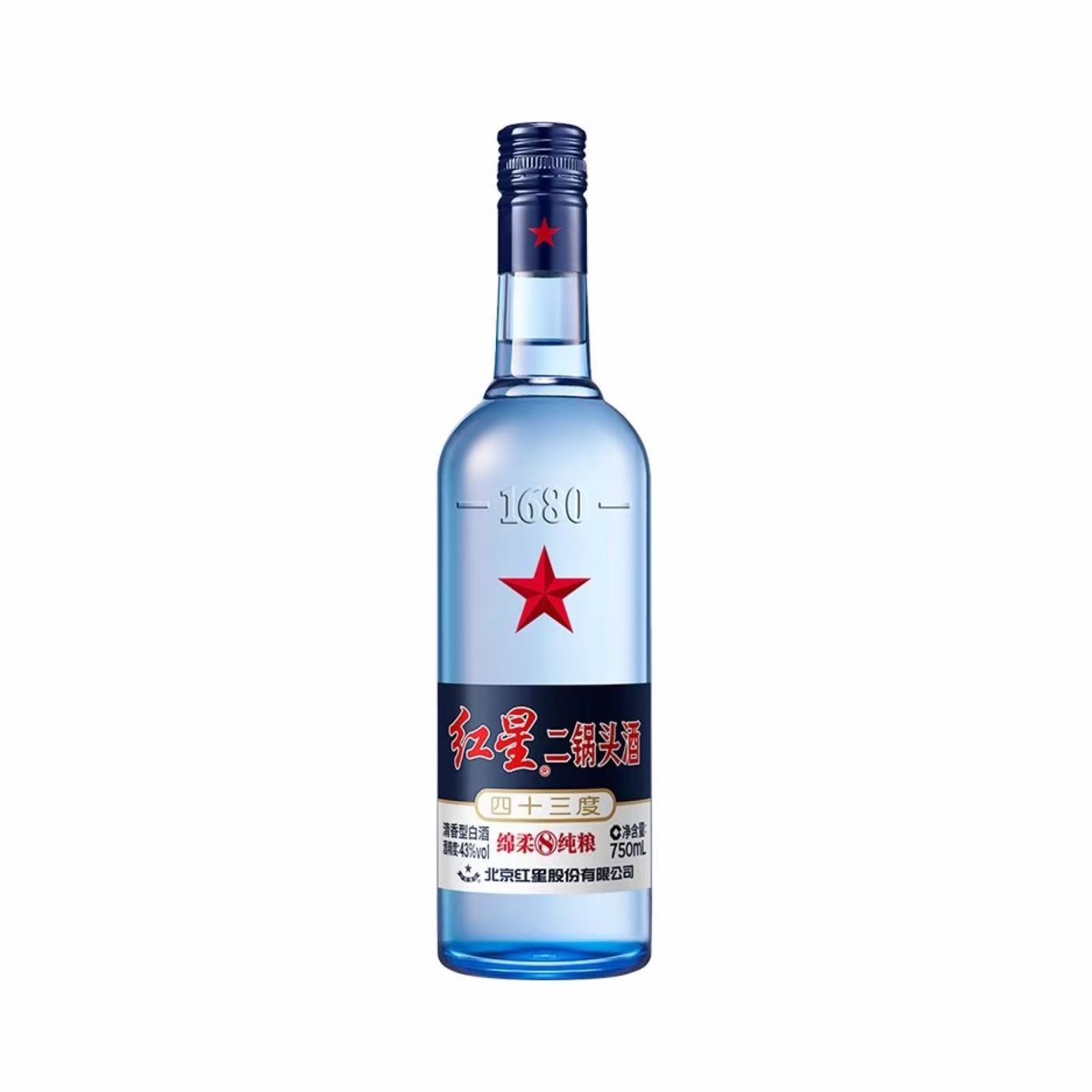 红星二锅头 绵柔8 陈酿蓝瓶 43%Vol 750ml